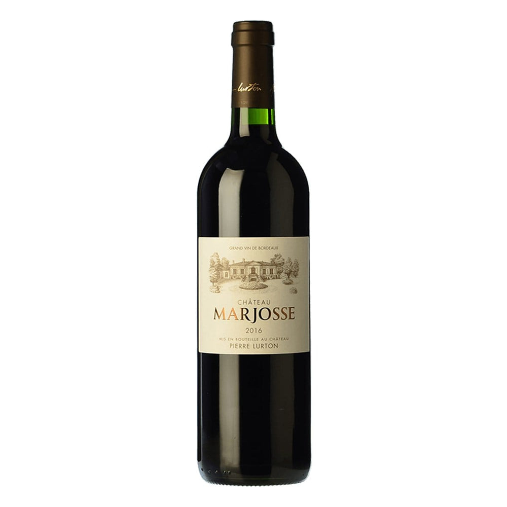 Chateau Marjosse Bordeaux red wine bottle with red top