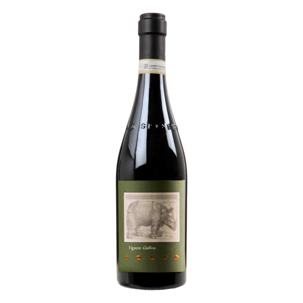 La Spinetta Barbaresco Vursu Vigneto Gallina Red Wine bottle with green label and sketch of rhino