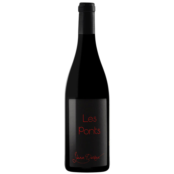 Yann Durieux Les Ponts, 2019 Red Wine bottle with black topper and label showing red font featuring signature Yann logo