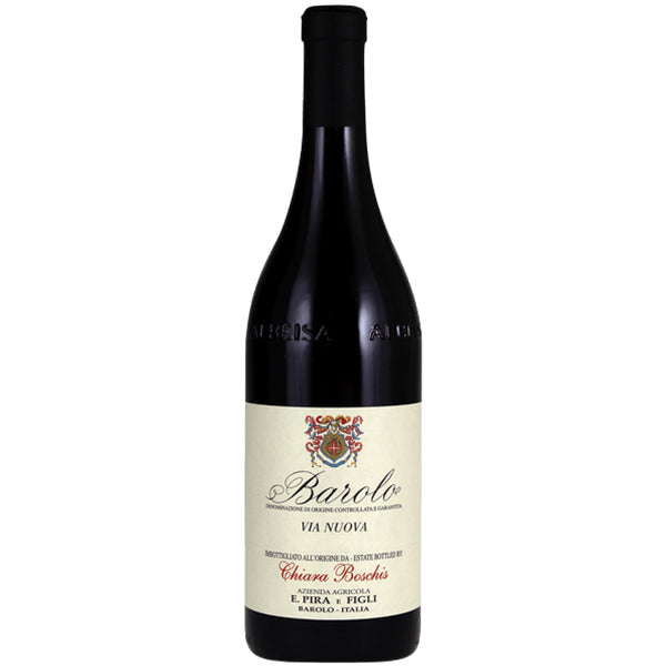 E. Pira di Chiara Boschis Via Nuova, Barolo Red Wine Bottle with vintage label showing coat of arms