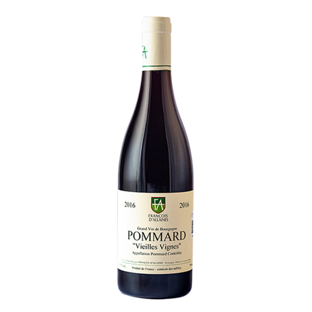 Francois d'Allaines Pommard "Vielles Vignes" red wine bottle with white label
