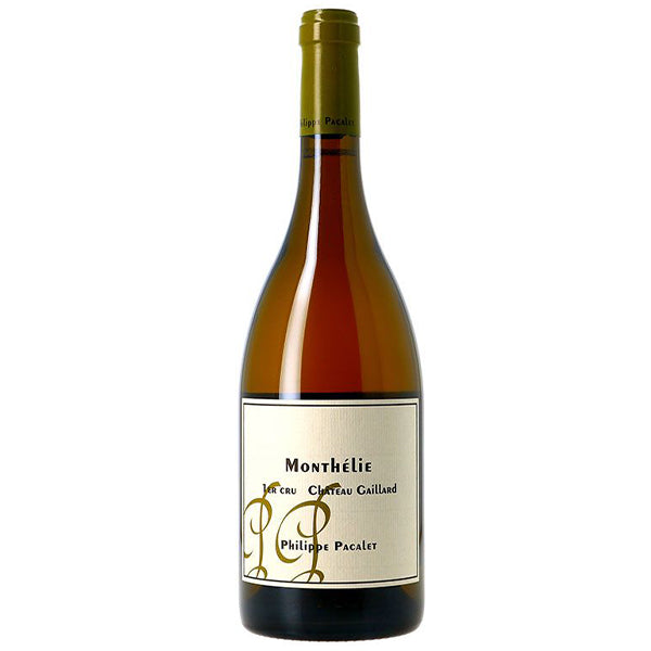 Philippe Pacalet Monthélie 1er cru "Château Gaillard", White wine bottle with green topper and white label