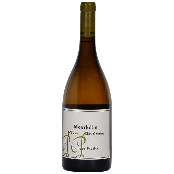 Philippe Pacalet Monthélie 1er cru "Clos Gauthey", White wine bottle with green topper and white label