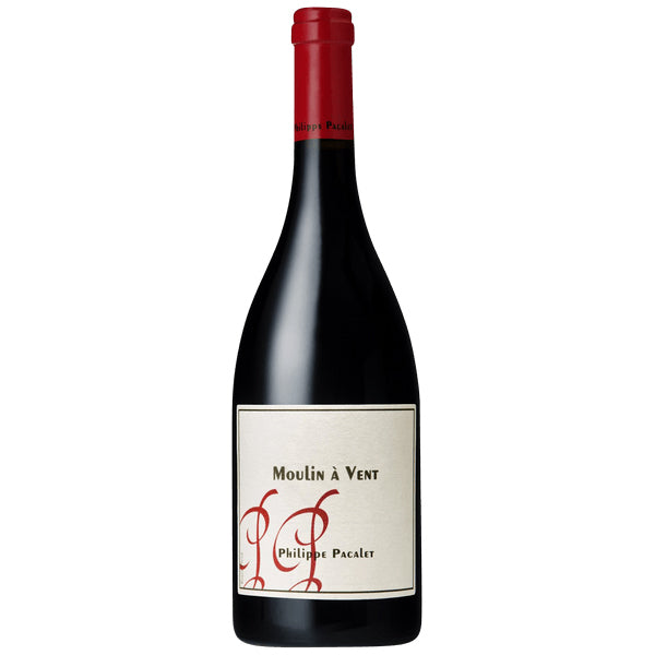 Philippe Pacalet Moulin-a-Vent, Red wine bottle with red topper and white label