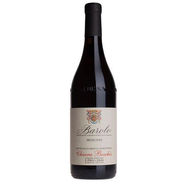 E. Pira & Figli Chiara Boschis Barolo Mosconi Red Wine bottle with classic aged vintage label showing coat of arms